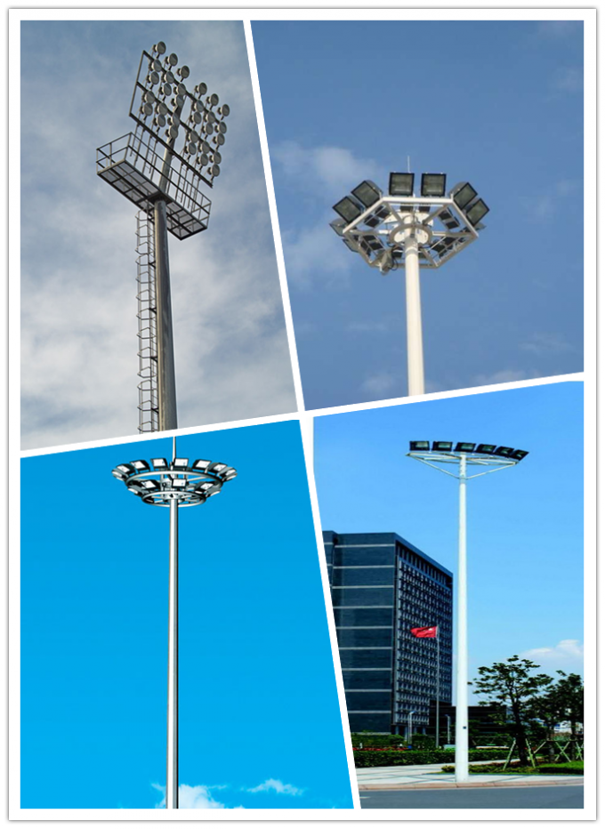 Q345八角形の競技場ライト上昇システムが付いている高いマスト タワー10 200W HPSライト 0