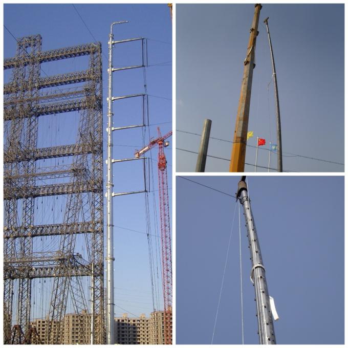 鋼鉄格子は75ft 80ftの実用性のフランジのポーランド人の高圧タワーの頭上式の送電線をマストを立てっています 1