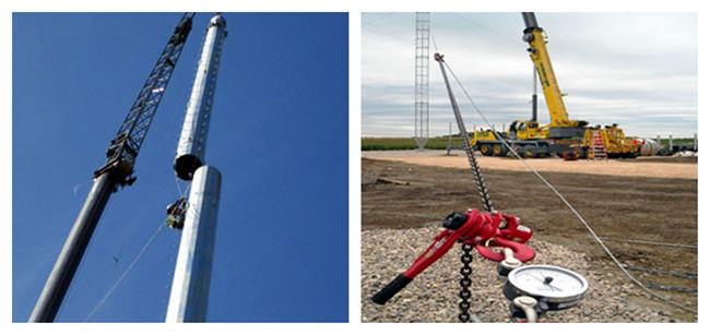 円錐 90ft はポーランド人モノラル タワー、移動体通信タワー 3 セクションに電流を通しました 2