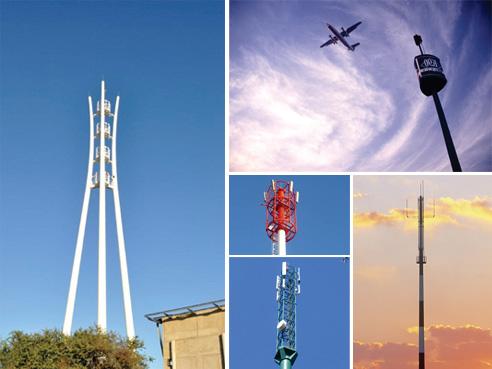 鋼鉄95 ftモノラル ポーランド人のタワーの先を細くされた移動式携帯電話タワーは鋼鉄ポーランド人フランジを付けたようになりました 1