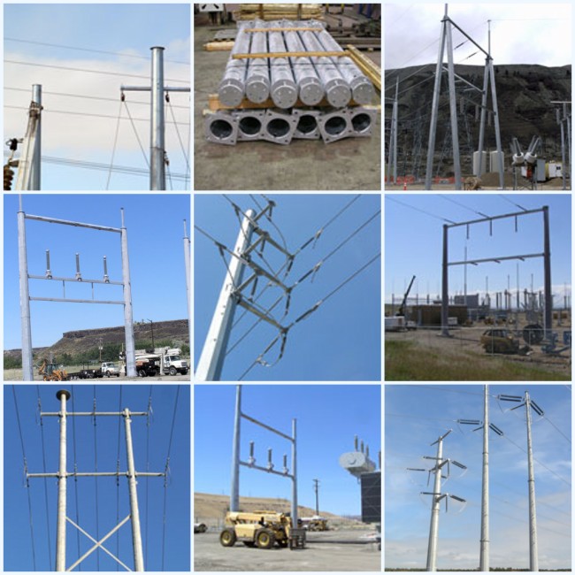 送電線のための鋼鉄上昇の段を持つ八角形の 35FT 110kv 鋼鉄電信柱 0