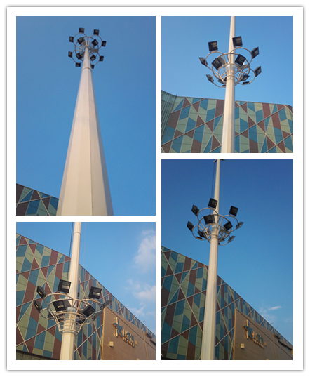 6 つのランプを持つ単一の側光 35M HDG の高いマスト公園街灯柱 2