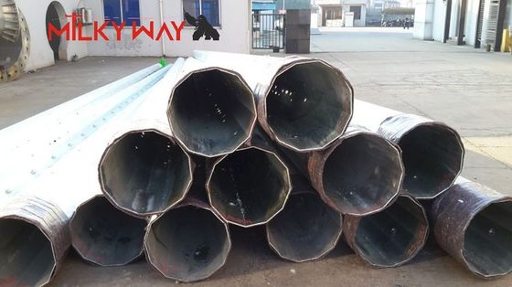 品質  33KV Tubular Octagonal Steel Power Pole with 500 Kg Design Load and Wind Speed 160km/h Earthquake Resistant 工場