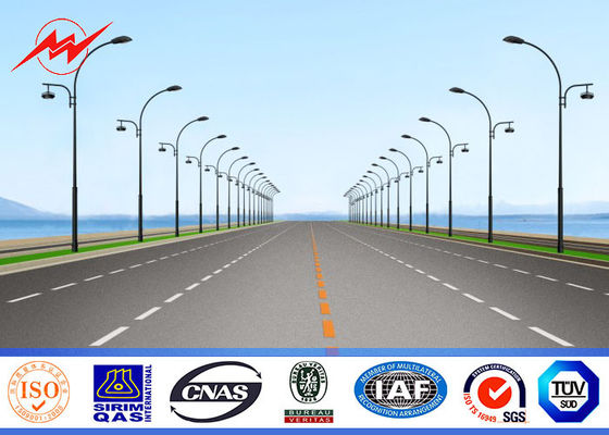 12 M 3.5mmの二重腕の街灯ポーランド人、鋼鉄管状のポーランド人Warrenty 15年の