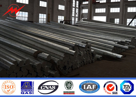 十字の腕を搭載する多角形 33KV 12m 電気伝達鋼鉄電信柱