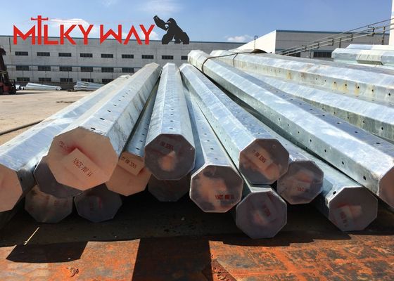 30ft 66kv スチールユーティリティ・ポール 電力配送ライン 容易なメンテナンスのために設計されたダブルアーム