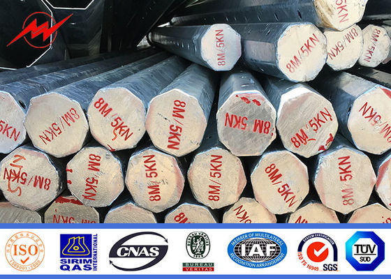 8m鉛丹色降伏強さ500Mpaの電線鋼鉄電柱の外の16mアフリカ ポーランド人